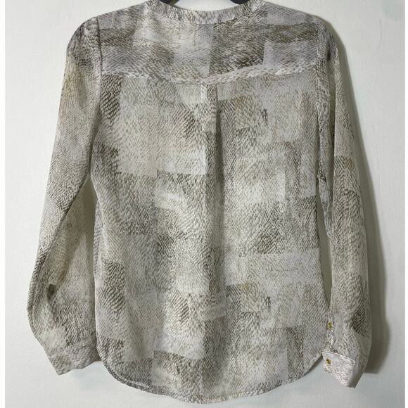 Ecru Sheer White Snakeskin Print Shirt Sz S - Picture 3 of 3